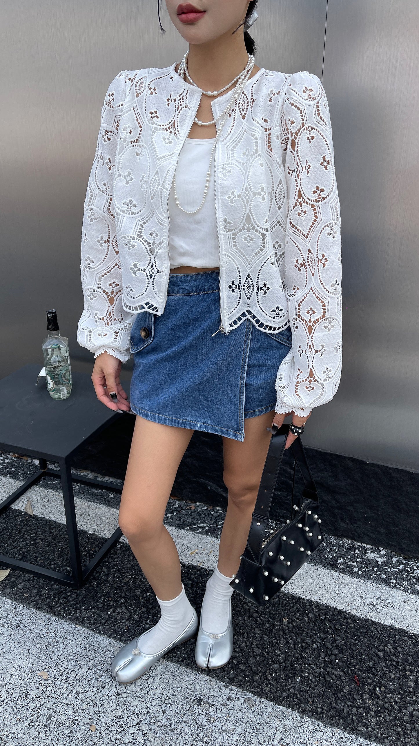 Sacha Denim Asymmetrical Buckle Mini Skort