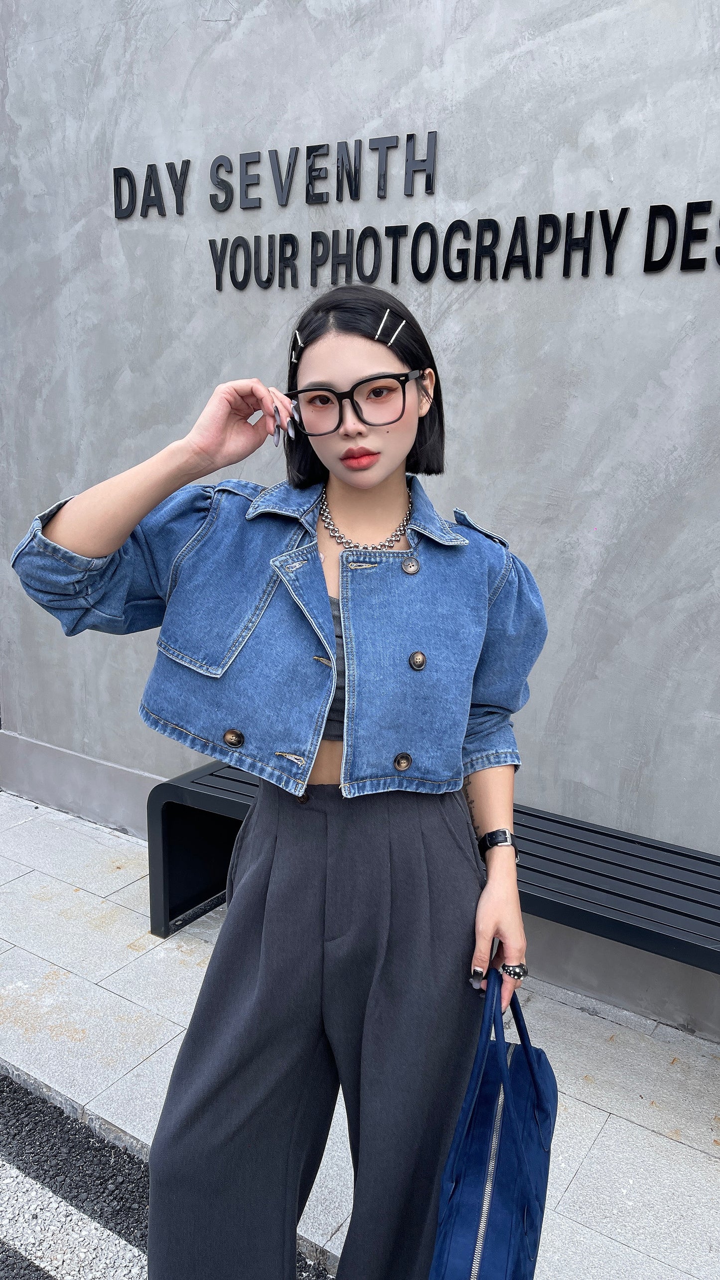 Sazz Cropped Denim  Trench Jacket Womenswear Casual