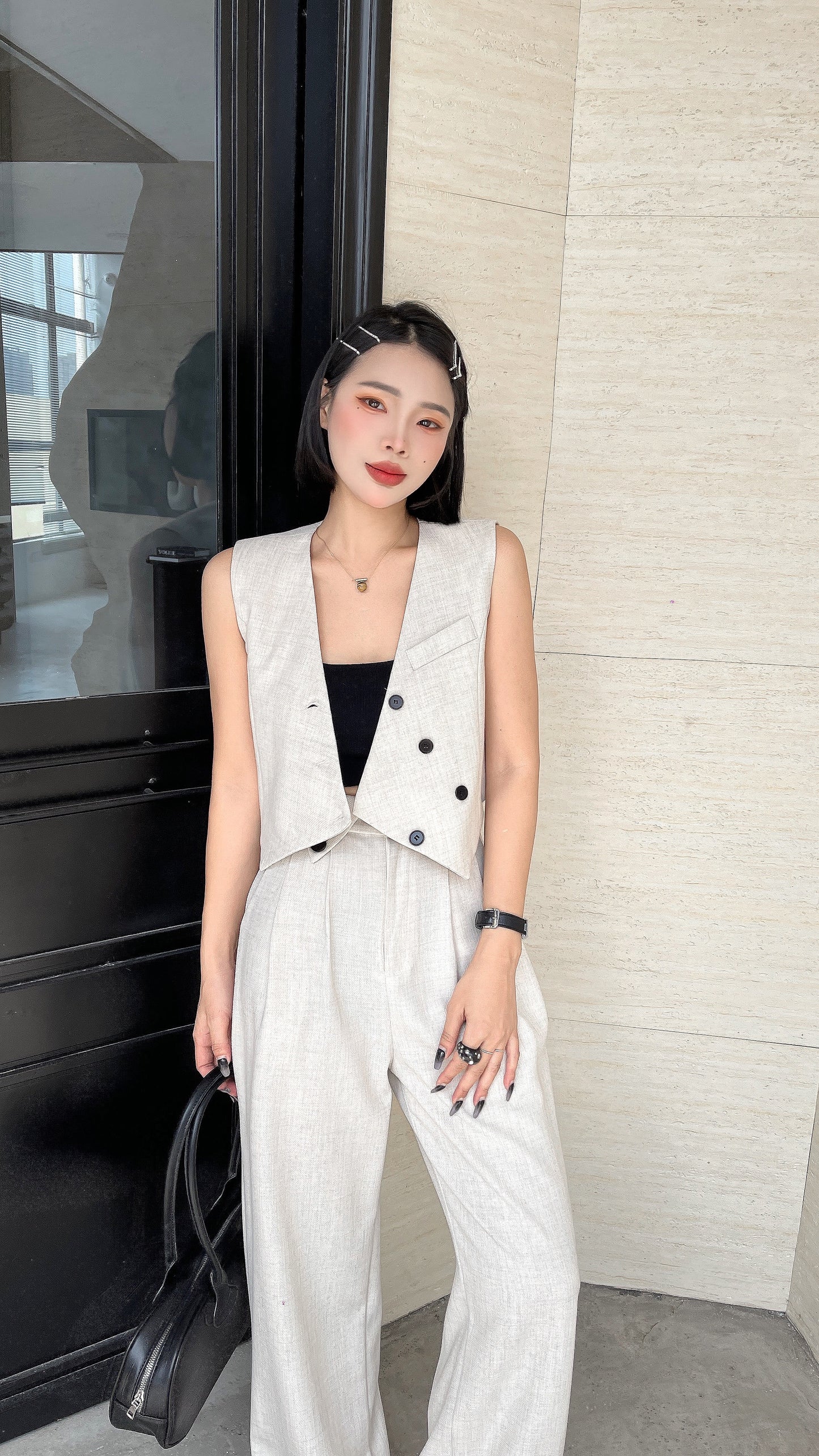 Seally Modern Minimalist Vest Pant Set- Comfort Sleeveless