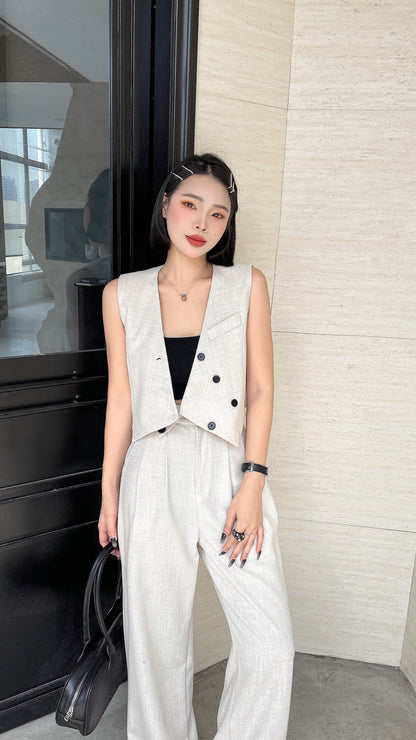 Seally Modern Minimalist Vest Pant Set- Comfort Sleeveless