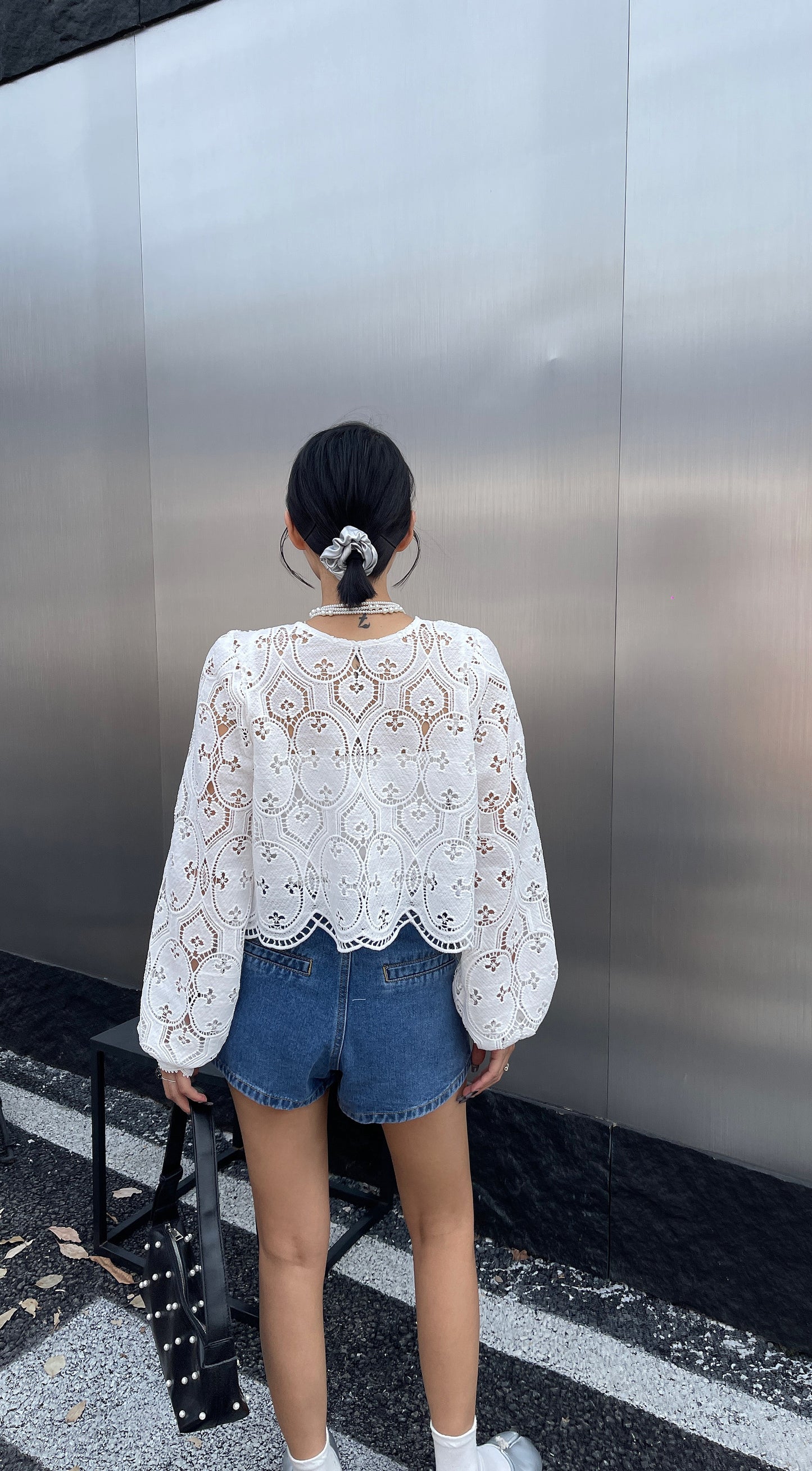 Sandy Korean Lace Elegance 2 Style Top - White Chic Outfit