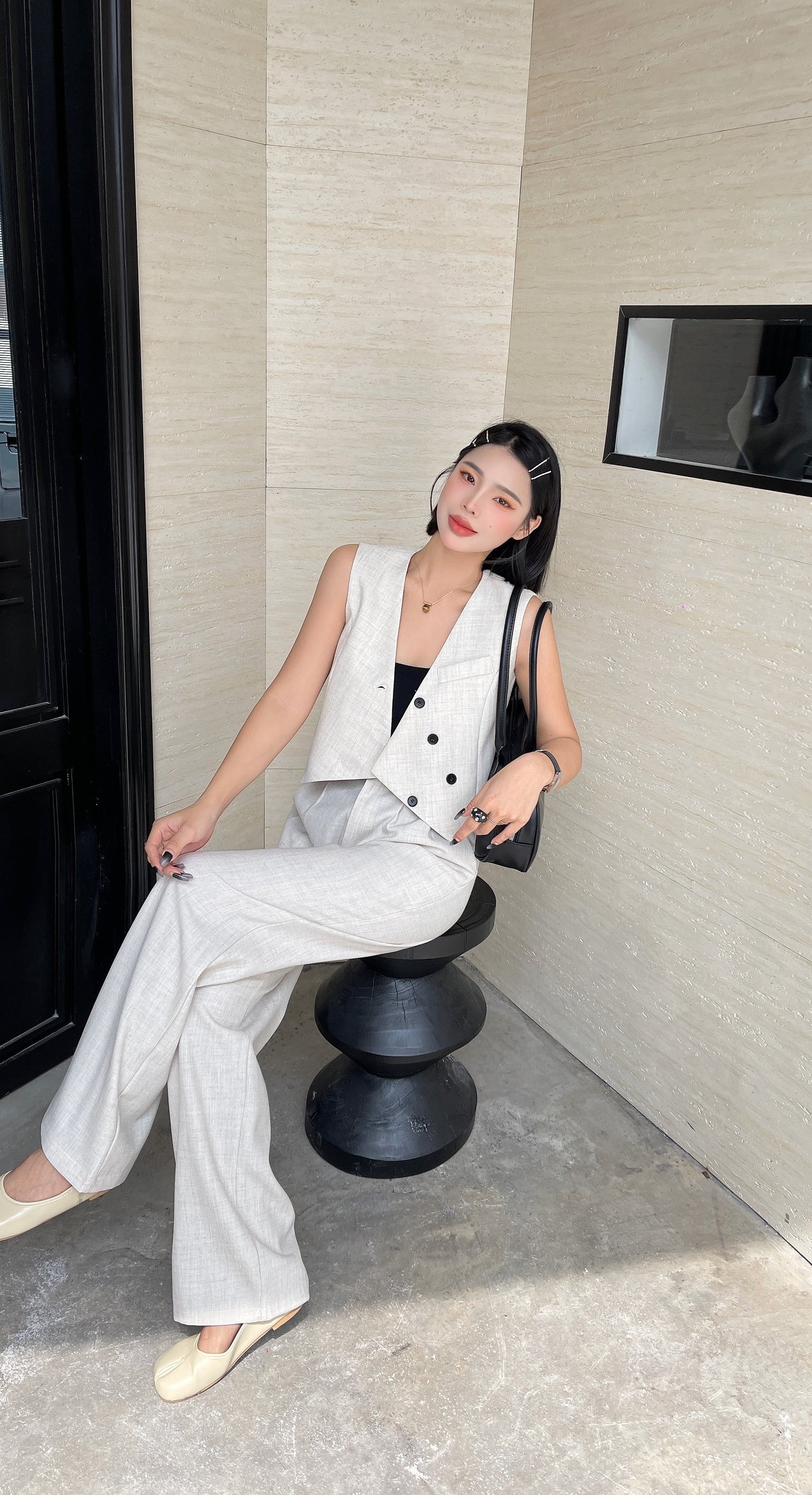 Seally Modern Minimalist Vest Pant Set- Comfort Sleeveless
