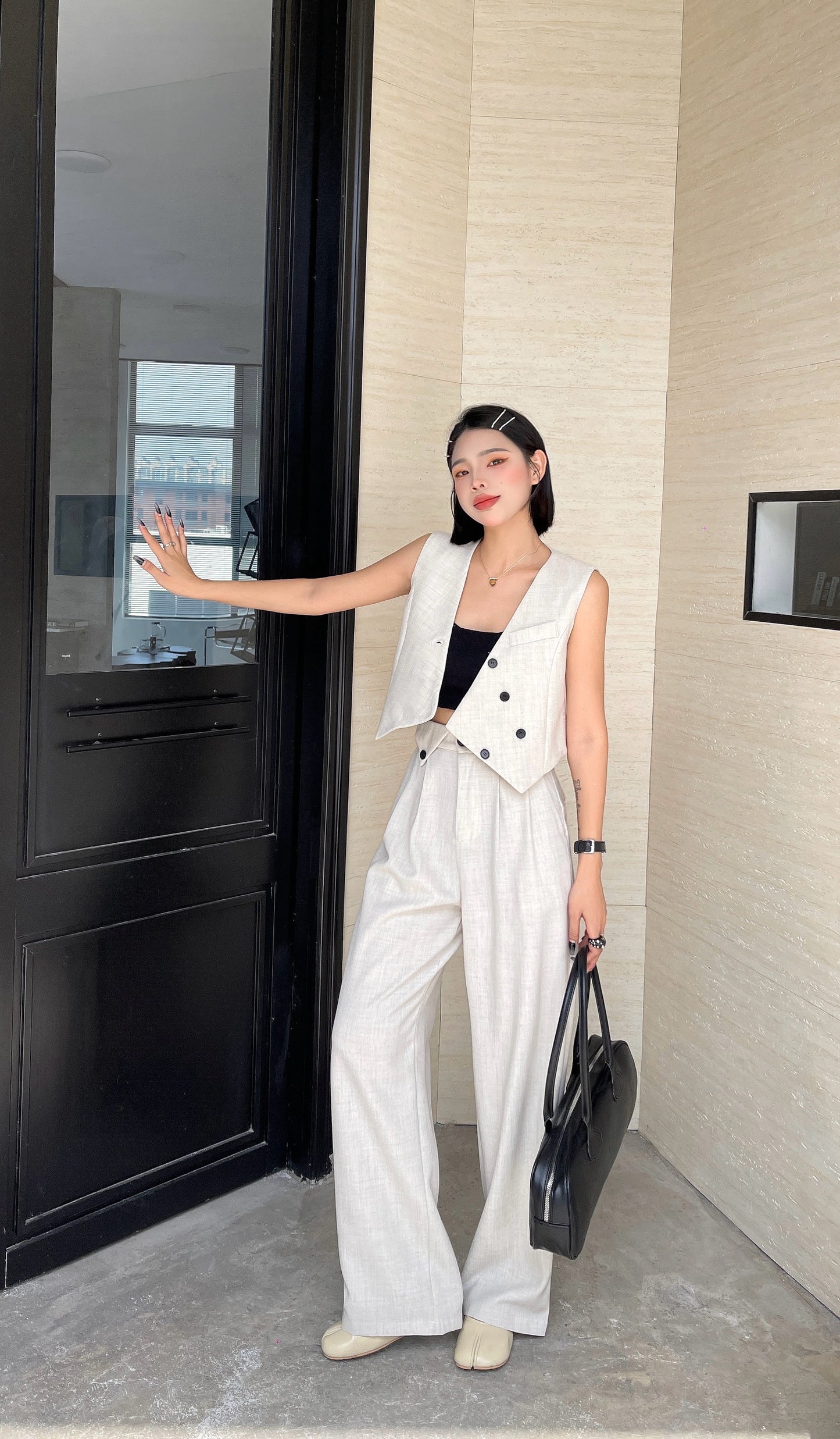 Seally Modern Minimalist Vest Pant Set- Comfort Sleeveless