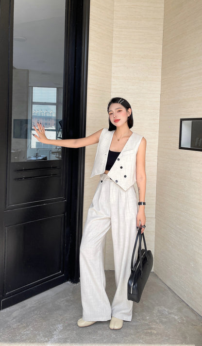 Seally Modern Minimalist Vest Pant Set- Comfort Sleeveless