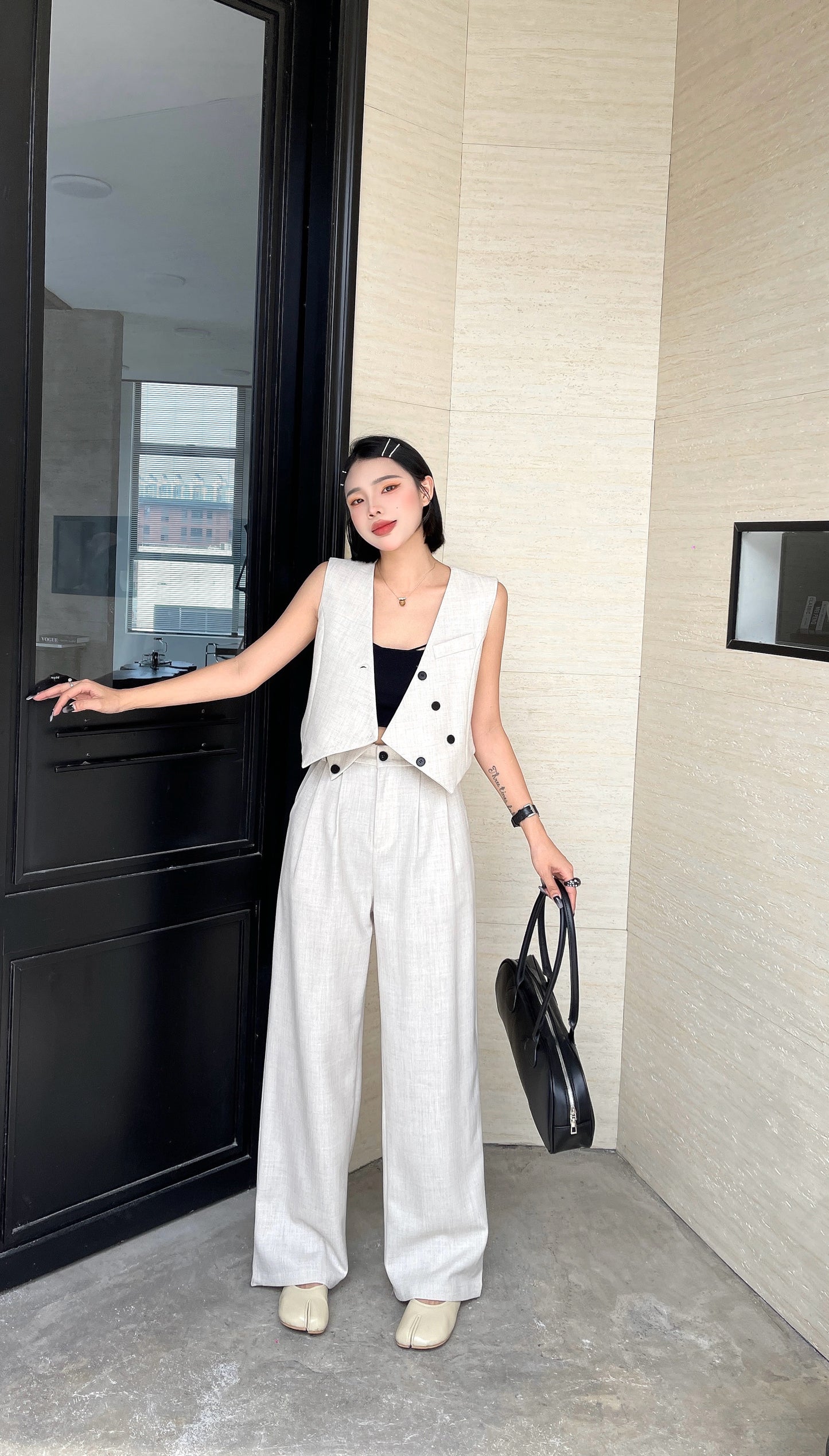 Seally Modern Minimalist Vest Pant Set- Comfort Sleeveless