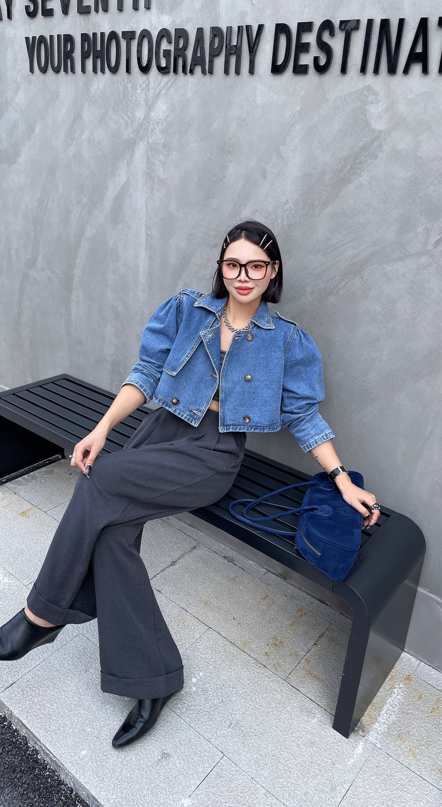 Sazz Cropped Denim  Trench Jacket Womenswear Casual