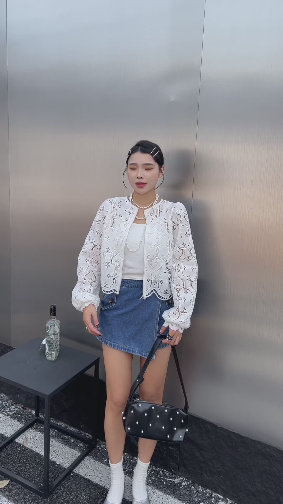 Sandy Korean Lace Elegance 2 Style Top - White Chic Outfit